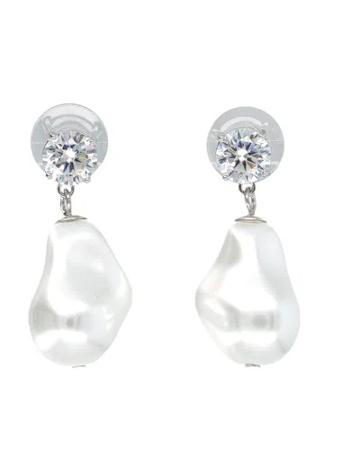 Self-portrait Mottled Pearl Earrings In Metallic