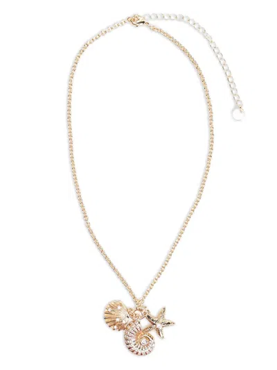 Self-portrait Multi-charm Shell Necklaces In Gold