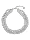 Self-portrait Multi-row Cubic Zirconia Choker In Silver Plated Brass In Metallic