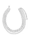 Self-portrait Multi Crystal Choker In Metallic
