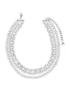 Self-portrait Multi Crystal Choker In Metallic