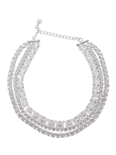 Self-portrait Multi-crystal Choker With Sparkling Rhinestones And Buckle Closure In Silver