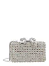 Self-portrait Crystal-embellished Bow-detail Clutch In Gray