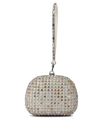 Self-portrait Multi Crystal Clutch In Silver