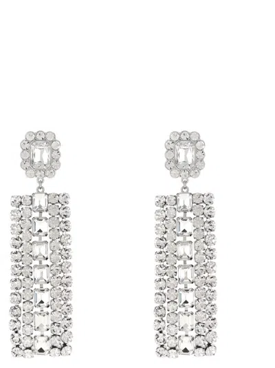 Self-portrait 'multi Crystal Droplet' Earrings In Silver