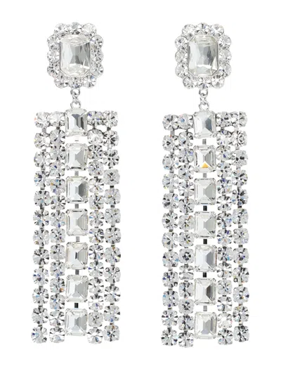 Self-portrait Multi Crystal Droplet Earrings In Metallic