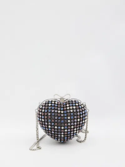 Self-portrait Crystal-embellished Heart Clutch Bag In Multi
