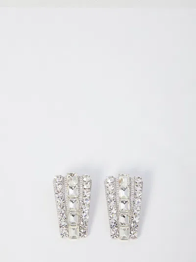 Self-portrait Multi Crystals Earrings In Silver