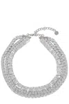 Self-portrait Multi-row Cubic Zirconia Choker In Silver Plated Brass