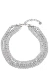 Self-portrait Multi-row Cubic Zirconia Choker In Silver Plated Brass In Silver
