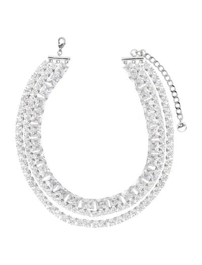 Self-portrait Multi-strand Crystal Choker With Diamanté Embellishments