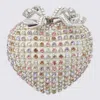 Self-portrait Multicolor Multi-crystal Heart Clutch Bag In Red