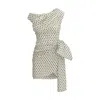 Self-portrait Tie-side Asymmetric Polka-dot Satin-crepe Mini Dress