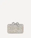 Self-portrait Multicrystal Clutch Bag In Silver