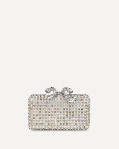 Self-portrait Multicrystal Clutch Bag In Silver