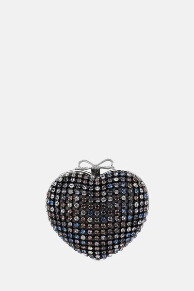 Self-portrait Multicrystal Heart-shaped Clutch In Blue