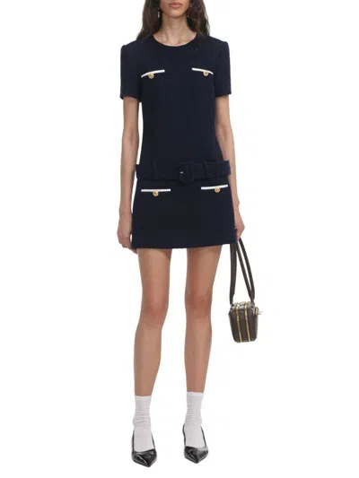 Self-portrait Navy Blue Bouclé Mini Dress