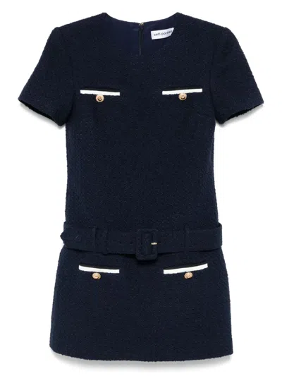 SELF-PORTRAIT NAVY BLUE BOUCLÉ MINI DRESS