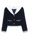 Self-portrait Blue Boucl Short Blazer In Blue