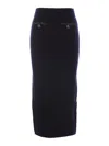 Self-portrait Midnight Blue Wool Blend Skirt In Blue