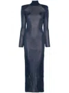 Self-portrait Ribbed Lurex Knit Turtleneck Maxi Dress