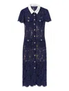 Self-portrait Navy Blue Dress With Front Button Fastening In Blue