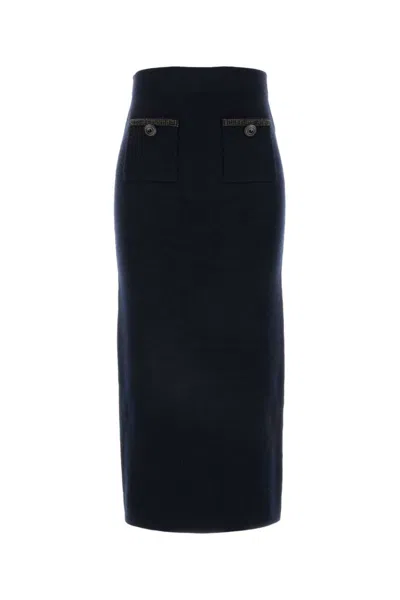 SELF-PORTRAIT NAVY BLUE MIDI SKIRT WITH STRAIGHT DESIGN