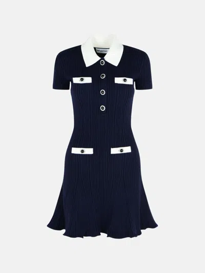 Self-portrait Navy Blue Wool Blend Dress