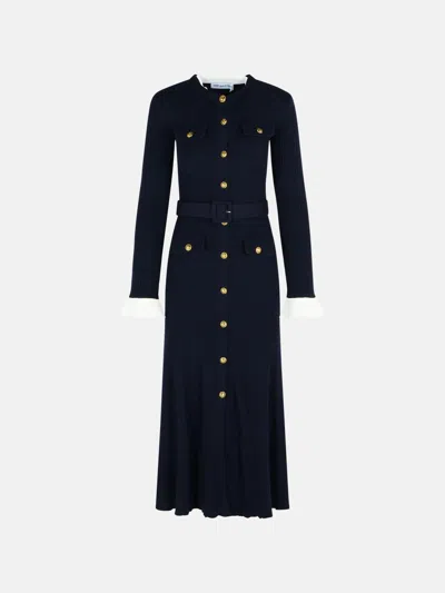 Self-portrait Navy Blue Wool Blend Dress