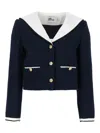 Self-portrait Navy Boucle Contrast Collar Blazer
