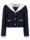 Self-portrait Blue Boucl Short Blazer In Blue