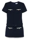Self-portrait Textured Boucle Mini Dress In Black