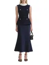 Self-portrait Self Portrait Navy Boucle Sleeveless Midi Dress