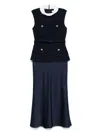 Self-portrait Self Portrait Navy Boucle Sleeveless Midi Dress
