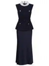 Self-portrait Self Portrait Navy Boucle Sleeveless Midi Dress In Black