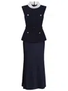 Self-portrait Navy Boucle Sleeveless Midi Dress In Blue