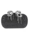 Self-portrait Navy Chainmail Clutch Bag In Blue