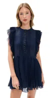 Self-portrait Navy Chiffon Ruffle Mini Dress Navy In Navy