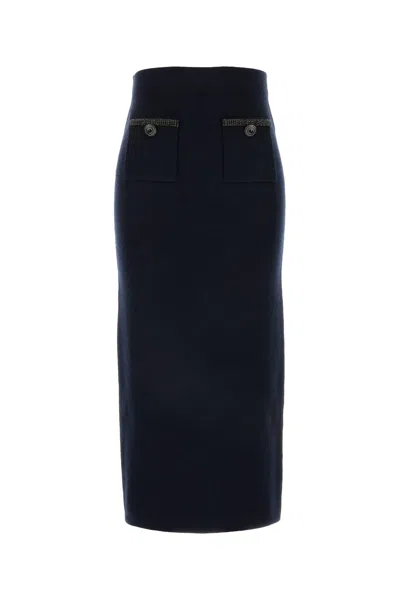 SELF-PORTRAIT SELF PORTRAIT MIDNIGHT BLUE WOOL BLEND SKIRT