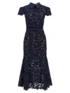 Self-portrait Navy Guipure Lace Midi Dresses Blue In Blue