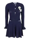 Self-portrait Self Portrait Women Perforated Knit Short Dress With Removable Lace Brooch