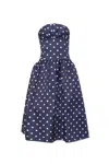 Self-portrait Strapless Pleated Polka-dot Satin Midi Dress