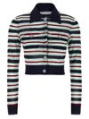 Self-portrait Navy Striped Viscose Knit Sweaters And Cardigans Multicolor In Multi