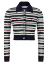 Self-portrait Self Portrait Maglia Navy Striped Viscose In Gray
