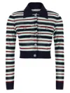 Self-portrait Self Portrait Maglia Navy Striped Viscose In Multi