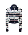 Self-portrait Navy Striped Viscose Sweater In Multi