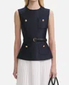 Self-portrait Self Portrait Navy Boucle Sleeveless Midi Dress In Blue