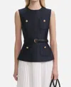 Self-portrait Self Portrait Navy Boucle Sleeveless Midi Dress In Blue