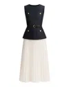 Self-portrait Navy Taffeta Midi Dress In Blue