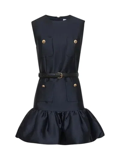 SELF-PORTRAIT NAVY TAFFETA MINI DRESS